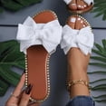 thumbnail image 4 of Avrnliq Womens Open Toe Flat Slide Sandals, Cute Oversized Bow Slip-On Sandals, Comfortable Casual Summer White Slides for Women,Size 7, 4 of 7