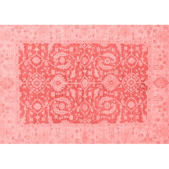 Ahgly Company Machine Washable Indoor Rectangle Oriental Red Traditional Area Rugs, 7' x 9'
