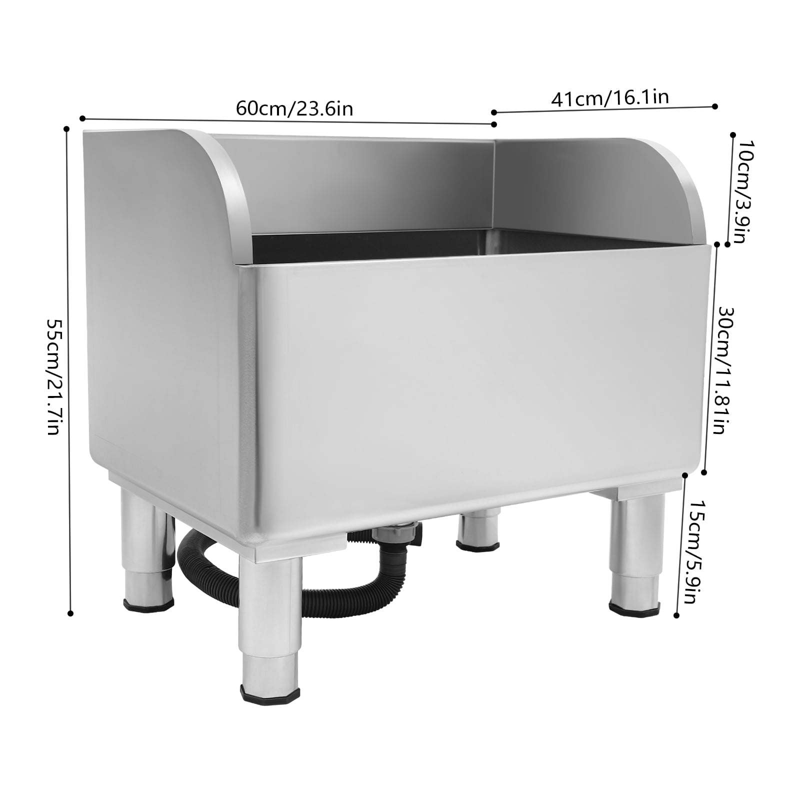 Wildnix Modern Stainless Steel Utility Sink Laundry Tub with Adjustable Feet, Large Basin, Rotatable Faucet, and Built-In Towel Bar for Home or Commercial Use