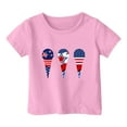 thumbnail image 4 of Little Kid Girl's 4th Of July Patriotic Short Sleeve T Shirt Cute Independence Day Flag Print Tee Comfortable Casual Summer Top For Toddler Kids Girl Clothes 18 Months to 24 3-4 Years Pink, 4 of 4
