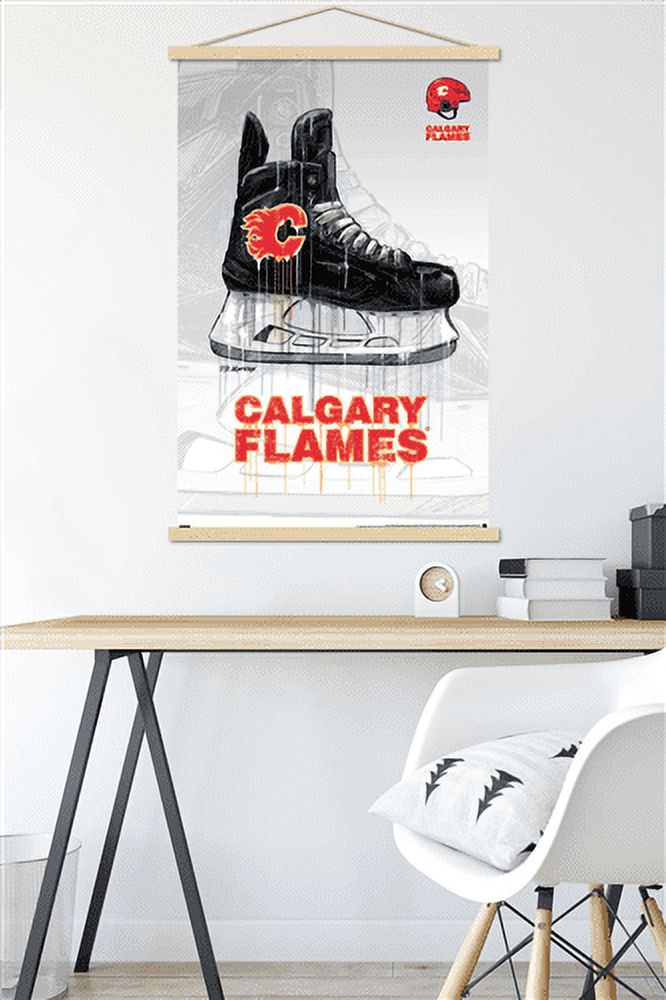 NHL Calgary Flames - Drip Skate 21 Wall Poster with Magnetic Frame, 22.375" x 34"