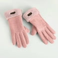 thumbnail image 3 of Xfvqtps Womens Touchscreen Gloves Plush Wrist Edge Plaid Thickened Solid Color Simplicity Hand Warmers Comfortable Soft Elegant Thermal Windproof Snow Winter Mittens Pink, 3 of 5