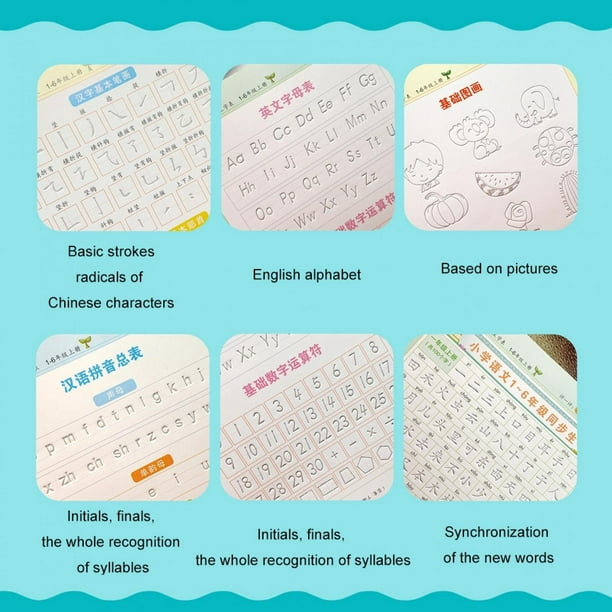 New 2pcs/set Children Pupils Groove Calligraphy Copybook Pinyin