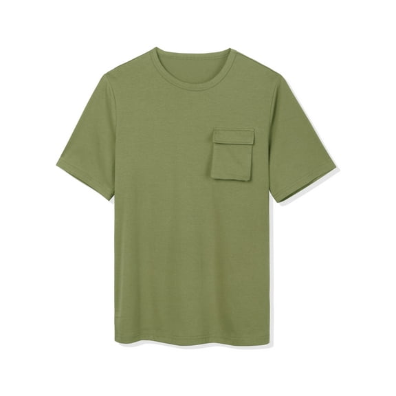 Lars Amadeus Men's Casual Crew Neck Short Sleeve Classic Cargo Pocket T-shirts