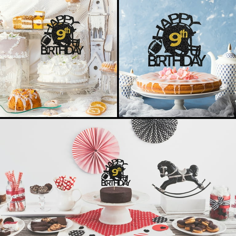 Football Happy 8th Birthday Cake Topper - Sports Theme Party Decoration With Helmet Design
