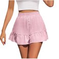 thumbnail image 2 of Bzhegqhd Women's Summer Solid Color High Waisted Shorts with Floral Pleated Hem Casual Shorts, 2 of 4