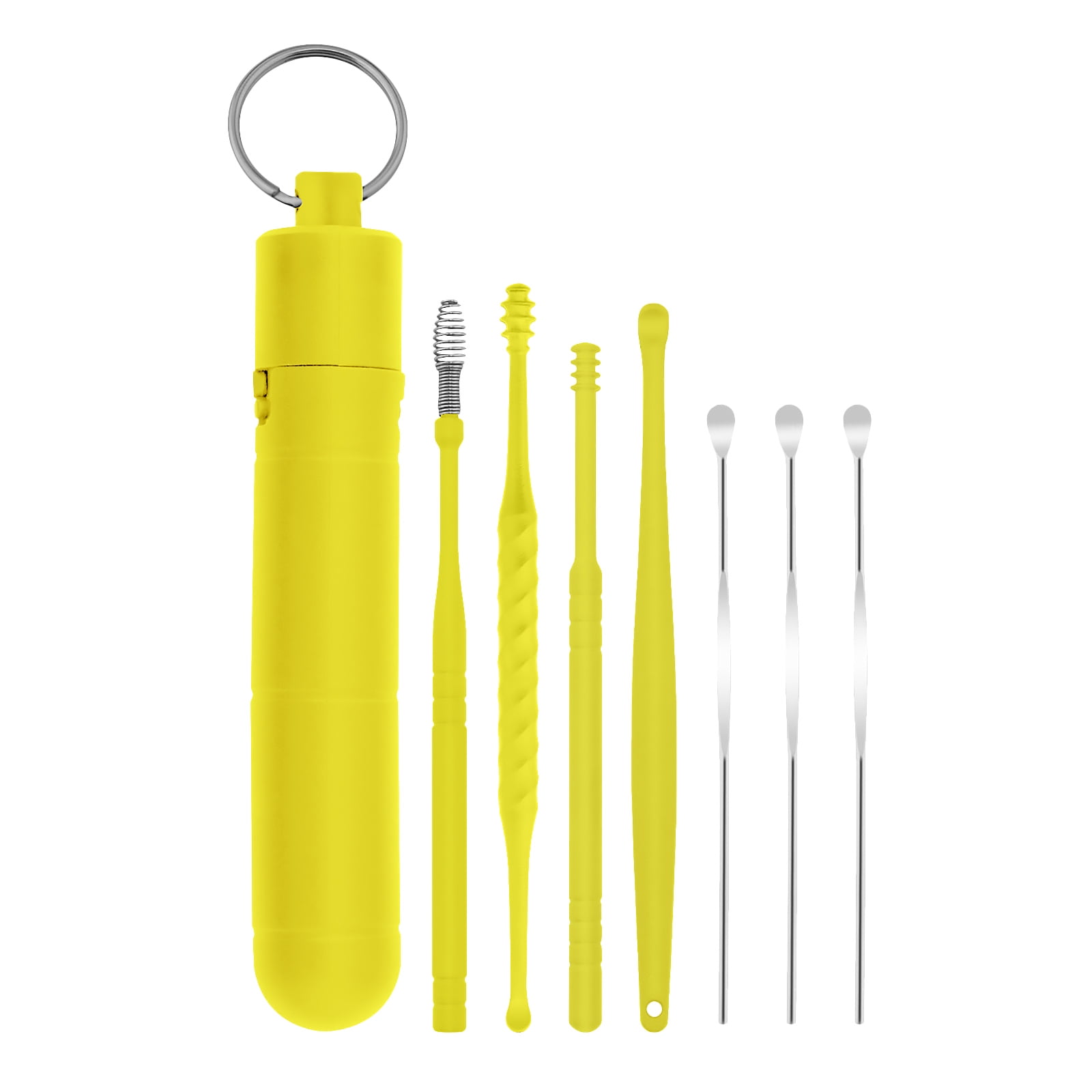 Ear Wax Removal Kit Reusable Stainless Steel Earwax Removal Tool (Yellow)
