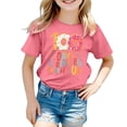 thumbnail image 1 of LUOGENLI T-Shirt pour Filles Enfants Mode Décontractée Imprimé Col Rond Manches Courtes T-Shirt Haut Chemises pour Filles Tendance de Grandes Marques Rouge Melon D\'eau 5-6 Ans, 1 of 4