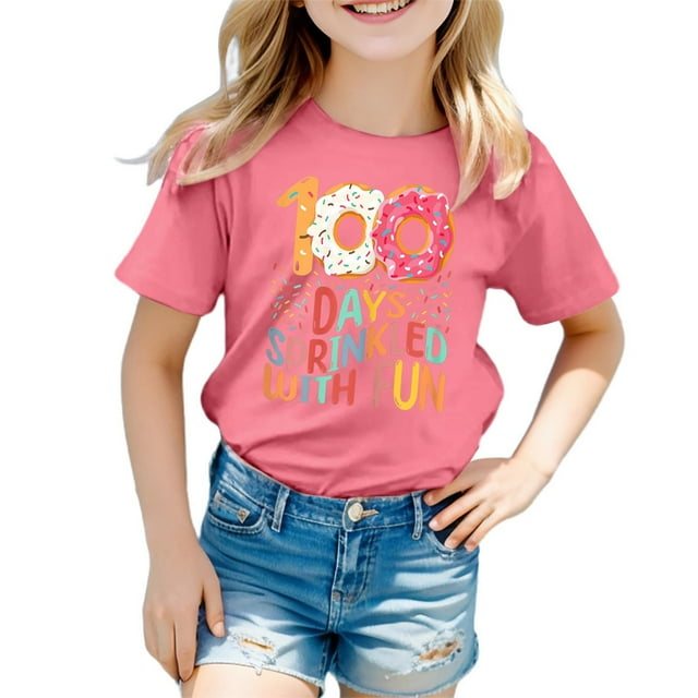 TZEWGL Tops For Toddler Graphic Print Round Neck Loose Short Sleeve Top For Newborns size 12-13T