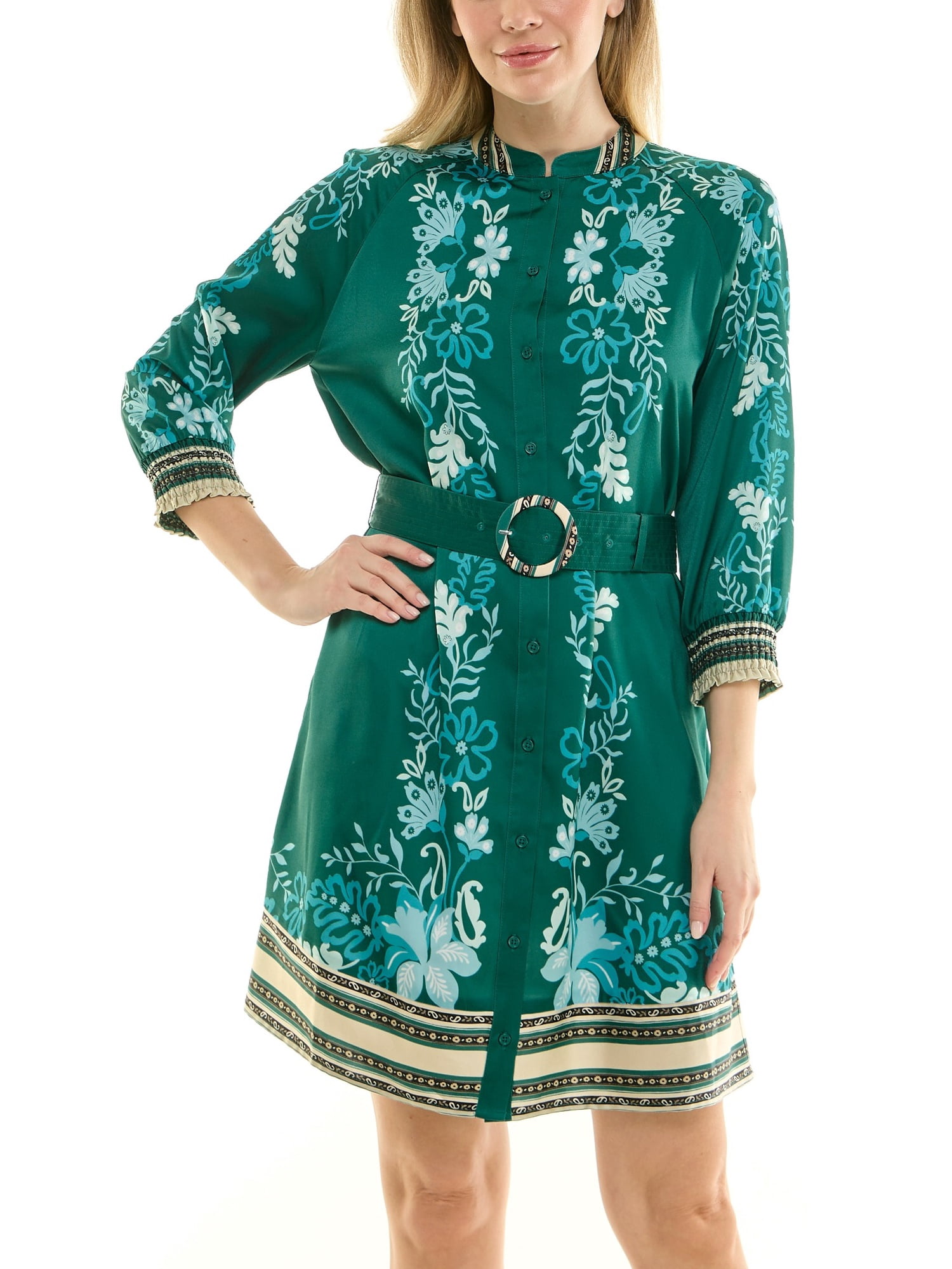 Nanette Nanette Lepore Womens Long Sleeve Tie Waist Mirror Print Mini Dress