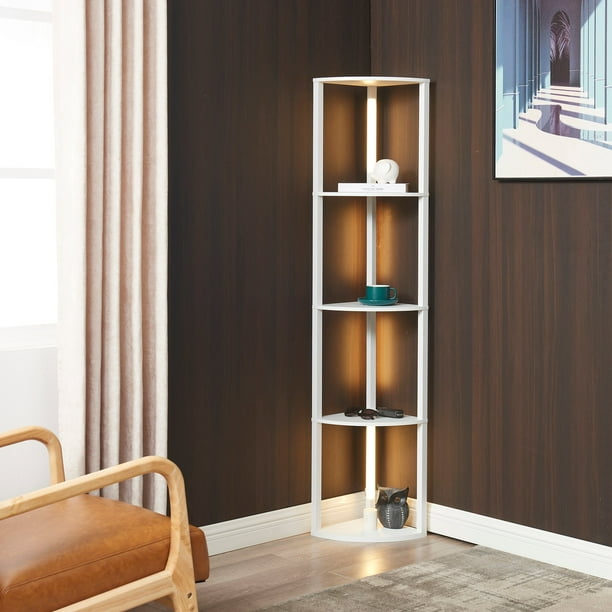 FENLO Fancy Edge Dimmable Floor Lamp with Shelves, Luxury Corner LED