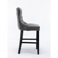 thumbnail image 2 of Velvet Upholstered Dining Bar Chairs Counter Height Barstools Wood Legs with Button Tufted Nailed Trim Back Ring for Home Bar Dining Room(Gray,Set of 6), 2 of 8