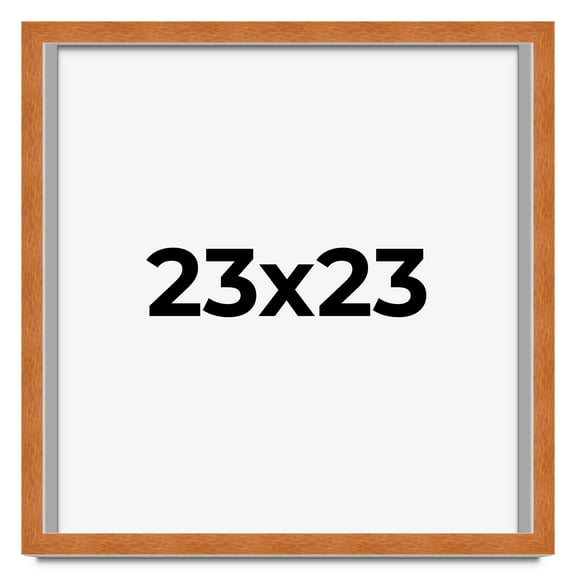 23x23 Shadow Box Frame Brown | 0.875 Inches Deep Real Wood Contemporary Shadowbox Display Frame |