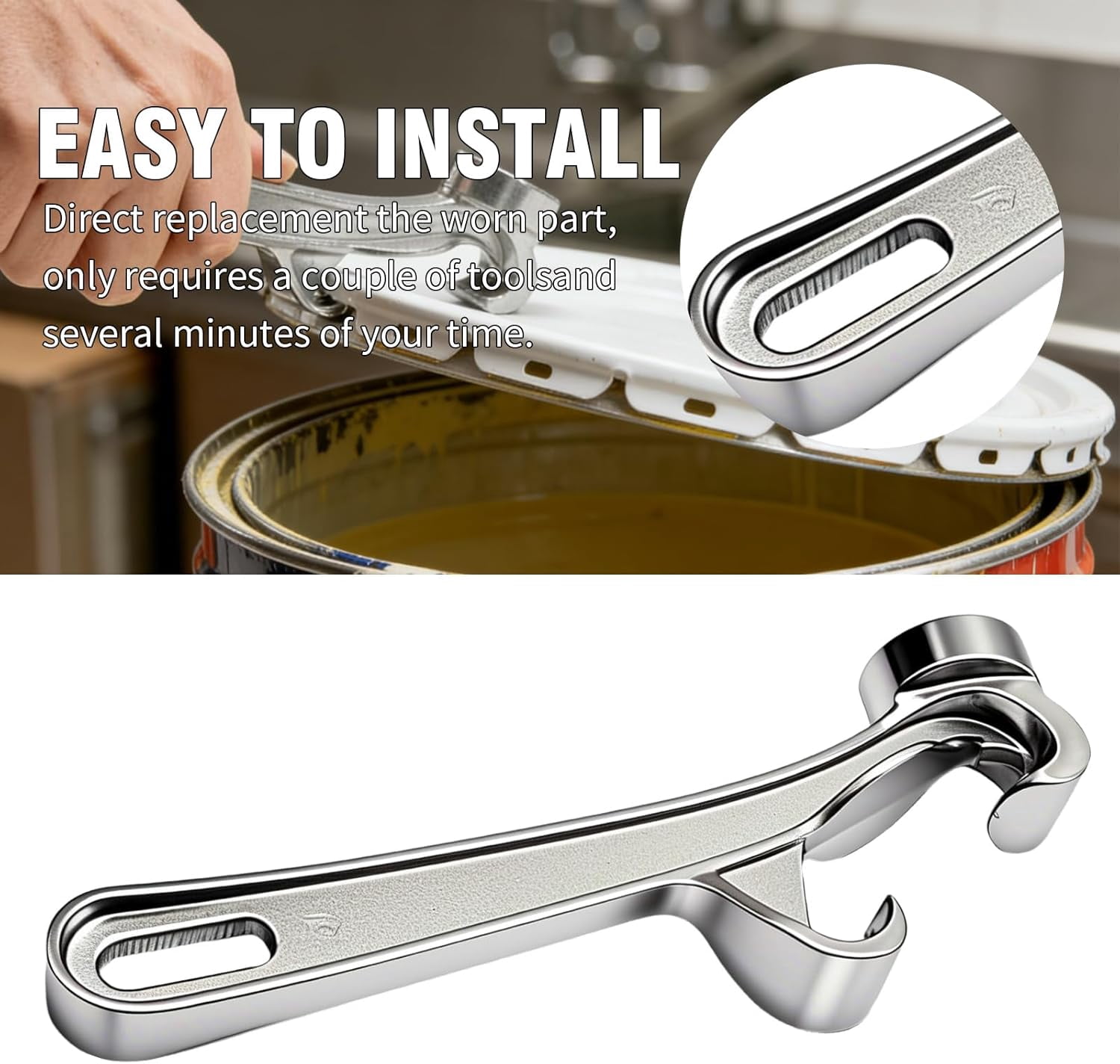 FRKSMD-5 Gallon Bucket Lid Opener Tool Plastic Bucket Lid Opener Aluminum 5 Gallon Opener 8.0 inch Paint Can Opener Lid Wrench Metal Can Opener for Home Industrial (1, silver)