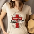 thumbnail image 4 of Property of Jesus Christ T-Shirt, Christian Cross Graphic Tee, Light Pink, Size XL, 4 of 6