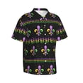 thumbnail image 2 of Kll Men'S Hawaiian Shirt Short Sleeve Button Down Beach Shirts-Mardi Gras Fleur De Lis, 2 of 8