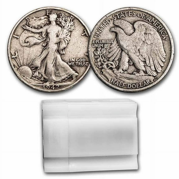 1942-S Walking Liberty Halves 20-Coin Roll Avg Circ