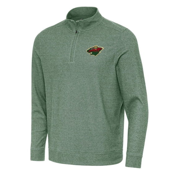 Men's Antigua Hunter Green Minnesota Wild Subtle Quarter-Zip Sweatshirt