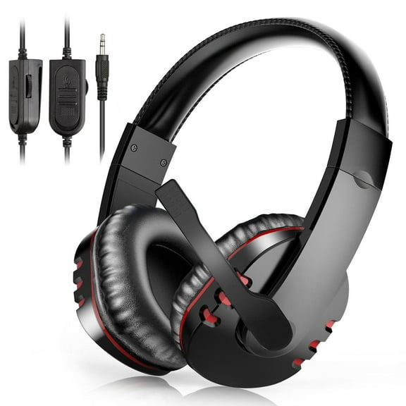 Gaming Headset Fits for PS5 PS4 Xbox One, TSV Noise Cancelling Wired Gaming Headphones with Bass Surround, Soft Memory Earmuffs, 3.5mm Over Ear Headsets for Laptop Mac Nintendo Games