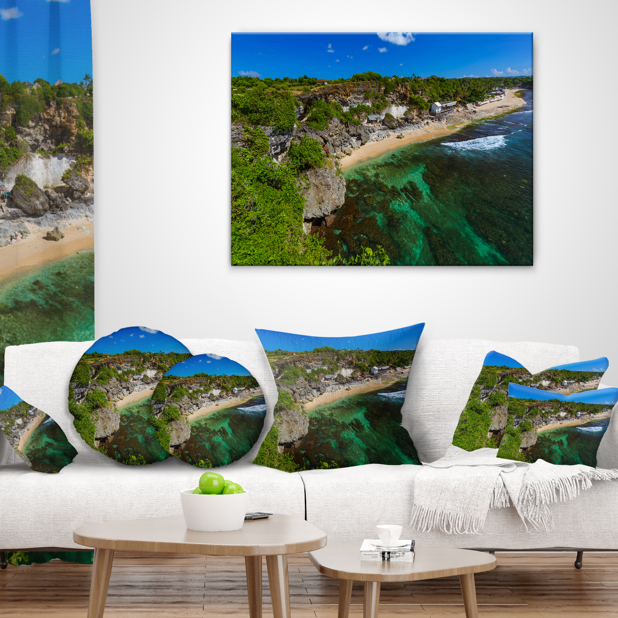 Designart Balangan Beach Bali Indonesia - Seascape Throw Pillow - 18x18