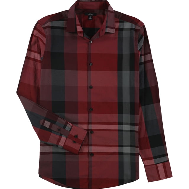 Alfani - Camisa con botones a cuadros para hombre, color rojo, extragrande