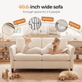 thumbnail image 4 of Poshby 60.6'' Corduroy Loveseat Sofas Comfy 2-Seater Couches with Side Pocket for Living Room, Beige, 4 of 8