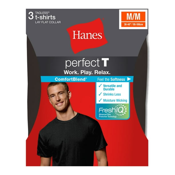 Hanes Homme Parfait T 3-Pack Confortblend Teint Sous-Vêtement, M, Assorti