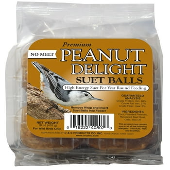 C&S Peanut Delight No-melt Suet Balls., 1 lb, Wild Bird Food