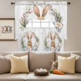 thumbnail image 4 of Easter Bunny Swag Curtains Valance & Tier Set, Watercolor Rabbit Yellow Blue Pink Egg Floral Leaf Wreath 3 Pcs Set Kitchen Swag Valances and Tiers 24 Inch Length Rod Pocket Curtain Drapes for Bedroom, 4 of 9