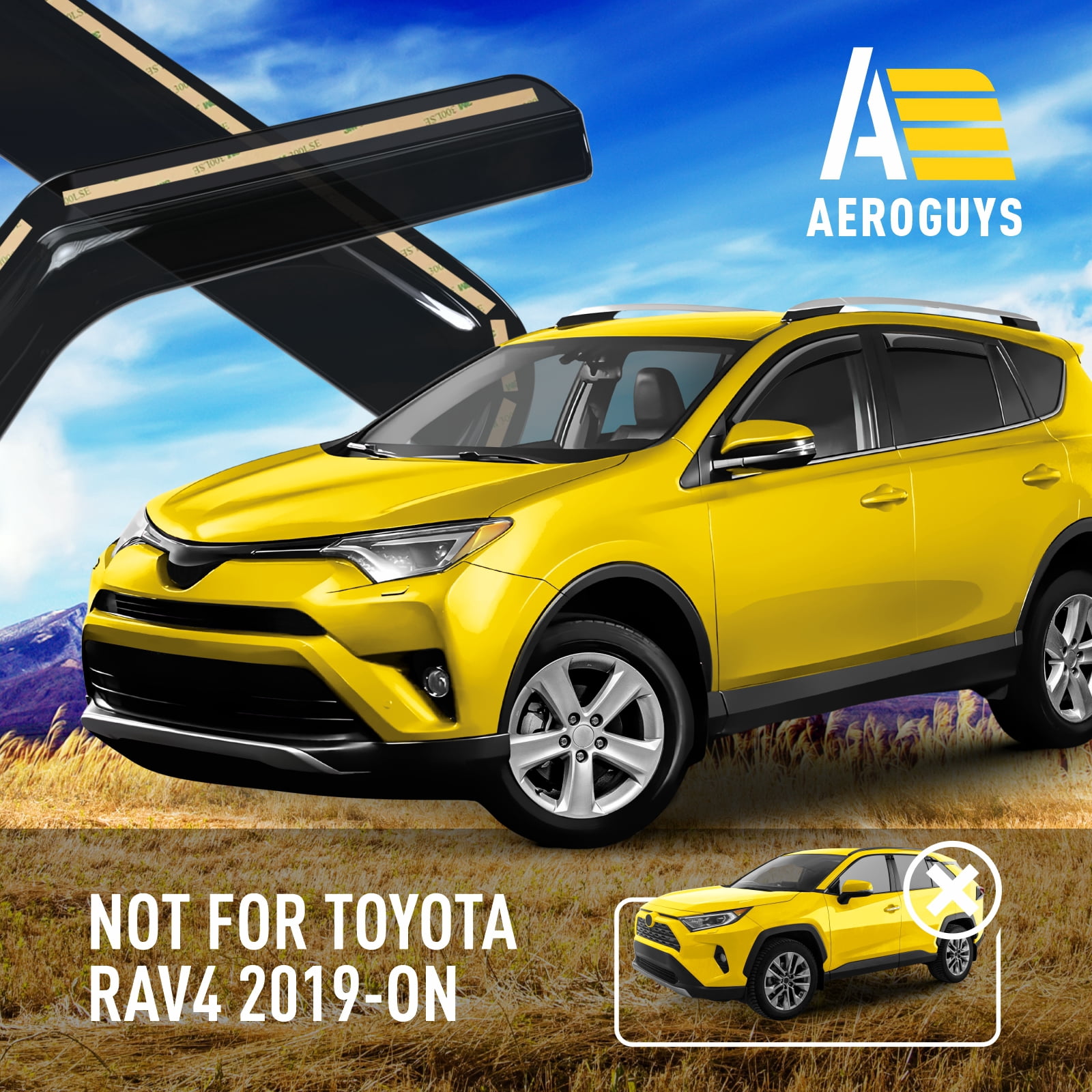 AEROGUYS In-Channel Window Deflectors Extra Durable Window Visors Rain Guards Fit for Toyota RAV4 2013-2018, Sun Visors, Wind Vent Visors, Car Accessories- 4pcs. AG0538