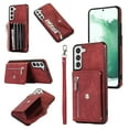 thumbnail image 1 of SaniMore for Samsung Galaxy S21 FE Case, Samsung Galaxy S21 FE Wallet Case for Women Men, PU Leather RFID Blocking Wristlet Zipper Shoulder Strap Cover with Card Holder Kickstand, Red, 1 of 10