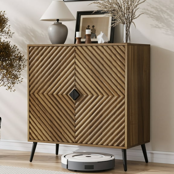 Algherohein Sideboard Cabinet with Two Doors Adjustable Shelves,Freestanding TV Stand,Coffee Bar for Kitchen, Living Room, Walnut