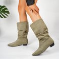 thumbnail image 4 of Mfakffe Boots for Women Low Block Heel Fashion Comfy Casual Pointed Toe Warm Mid Calf Boots Non Slip Versatile Fit Outdoor Dress Shoes for Winter, 4 of 4