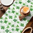 thumbnail image 3 of St. Patrick's Day Table Runner - 120 Inch Long Lucky Shamrock Green Spring Plants Vintage Cotton and Linen Blended Dress Scarves Farmhouse Table Runner for Kitchen Dining, Coffee Table, 13" x 120", 3 of 8