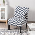 thumbnail image 3 of Costway Armless Accent Leisure Chair with Lumbar Pillow Blue Chevron, 3 of 10