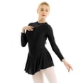 thumbnail image 3 of Xnihocha Women Figure Ice Skating Dress Long Sleeve Shiny Rhinestone Roller Skating Lyrical Dance Costume Black Medium, 3 of 6