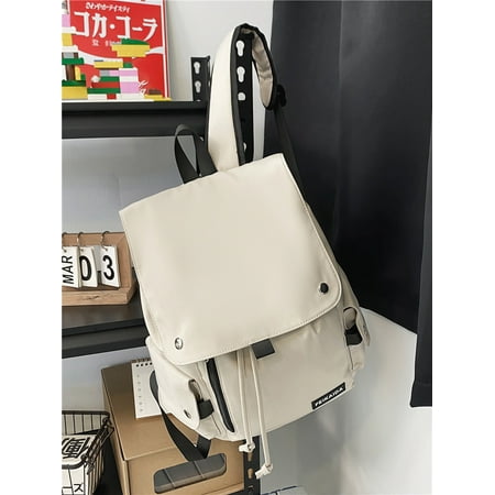 

Toyella Trendy Vertical Zipper College Student Schoolbag White Without pendant