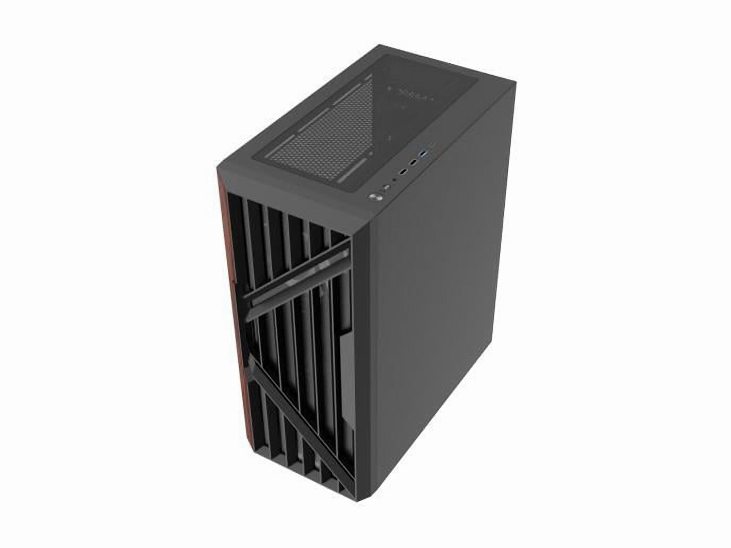 DIYPC DIY-G18-WD Black USB3.0 /Type C ATX Mid Tower Gaming Computer Case w/ Tempered Glass Side Panel and Walnut Wood Front Panel. 4 x 120mm PWM Fan Pre-Installed