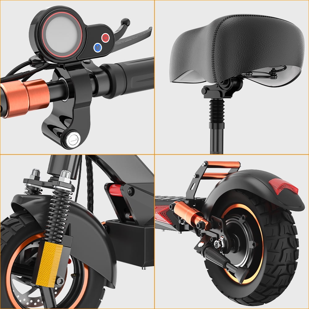 12.5AH 48V 800W Electric Scooter Max 45KM/H & 25-40KM with Seat, 10 inch Tires, iENYRID Kick Scooter Commuter for Adults & Teens & Kids
