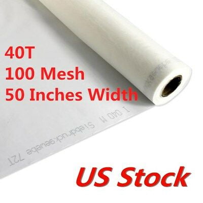 US Stock 50 Inches Silk Screen Printing Fabric 40T 100 Mesh 1 Yard -White