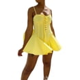 thumbnail image 5 of hirigin Women Summer Mini A-line Dress Solid Color Low-Cut Sleeveless Sling Dress Front Cross Bandage Short Corset Dress, 5 of 6