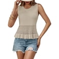 thumbnail image 3 of Sleeveless Women Crochet Casual Knit Tank Tops Sweater Vest, 3 of 7