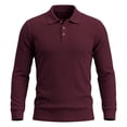 thumbnail image 5 of Aimik Polo Shirts for Men Long Sleeve Ribbed Texture Button Placket Casual Solid Shirts Fall Winter Lightweight Cozy Collared Tops, 5 of 6