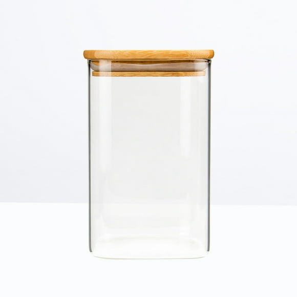 Milisten Square Glass Jar Sealed Storage Jars Transparent 1Pcs for Food Storage in Pantry