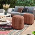 thumbnail image 2 of Pemberly Row Traditional Boho Round Fabric Knitted Pouf in Orange, 2 of 9