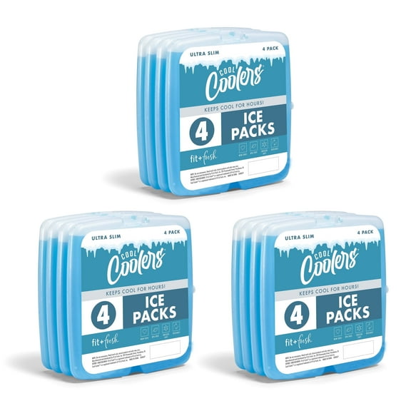 Cool Coolers by Fit Fresh Slim, Reusable Ice Pack for Lunch Boxes or Coolers, Blue, 12pk.
