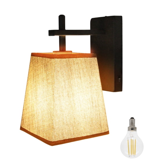 Facon 12V RV Wall Sconce with Square Fabric Shape(1 X E12 Replaceable Bulb Included), Decor RV Vanity Light with Switch, 12Volts RV Interior Light for RV/Motorhome/Trailer/5th Wheel