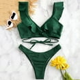 thumbnail image 2 of Gibobby Trajes de Natación para Mujer Conjunto Bikini Ropa de playa Traje de baño Cintura de baño Mujeres Traje de baño acolchado con volantes Trajes de (Azul,XL), 2 of 5