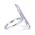 thumbnail image 2 of Butterfly Petite Dainty Thumb Ring Lab Created Pink Opal Ring 925 Sterling Silver size 5, 2 of 5