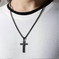 thumbnail image 3 of Stainless Steel Cross Pendant Necklace for Men Boys, Christian Cross Pendant with 24 Inches Chain, 3 of 4